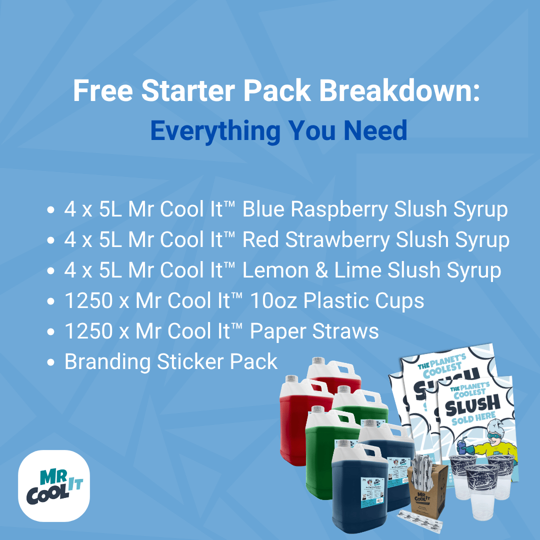 MR COOL IT REGULAR TRIPLE SLUSH MACHINE (3 x 10L) & STARTER PACK
