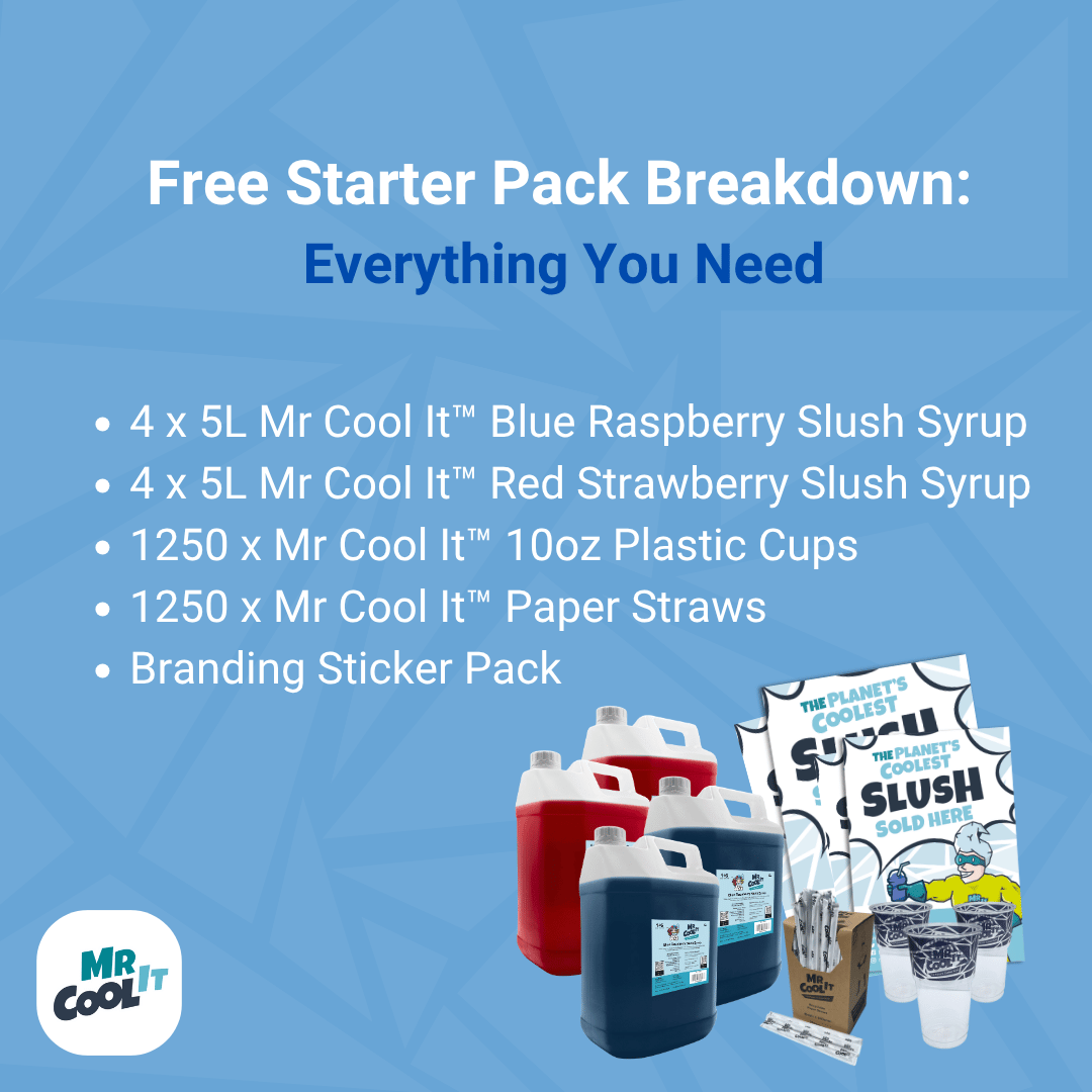 MR COOL IT REGULAR TWIN SLUSH MACHINE (2 x 10L) & STARTER PACK