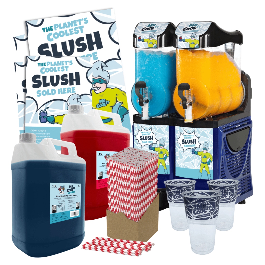 MR COOL IT REGULAR TWIN SLUSH MACHINE (2 x 10L) & STARTER PACK