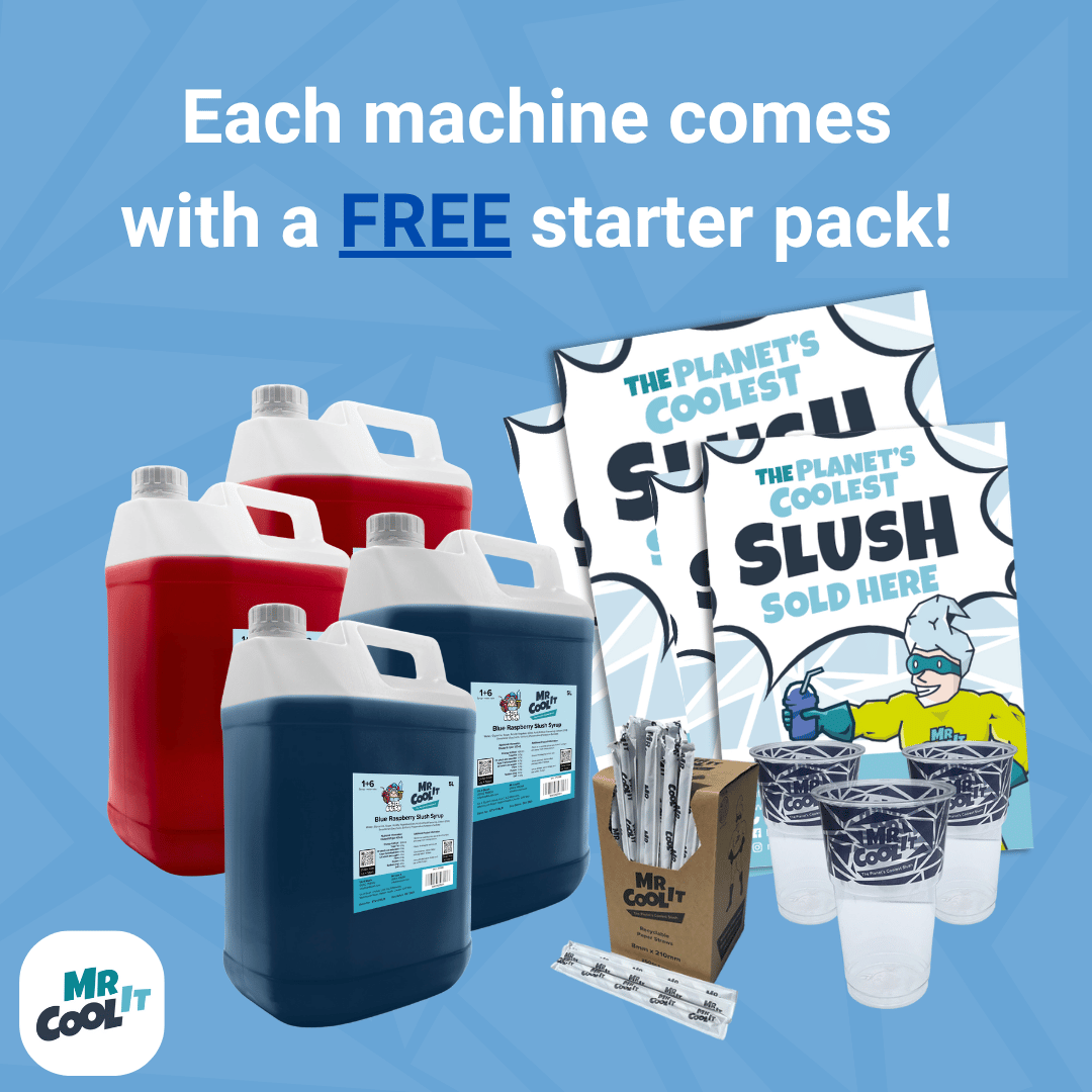 MR COOL IT REGULAR TWIN SLUSH MACHINE (2 x 10L) & STARTER PACK