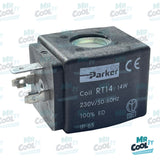 CAB solenoid valve coil manufactured by Parker, model RT14