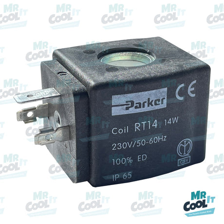 CAB solenoid valve coil manufactured by Parker, model RT14