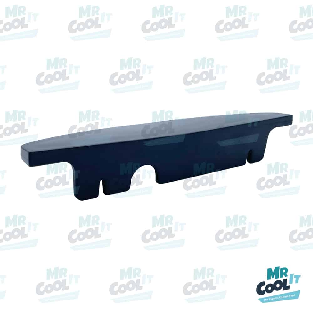 Drip tray trim piece for CAB Skyline machines with flat stainless steel front panel, in black