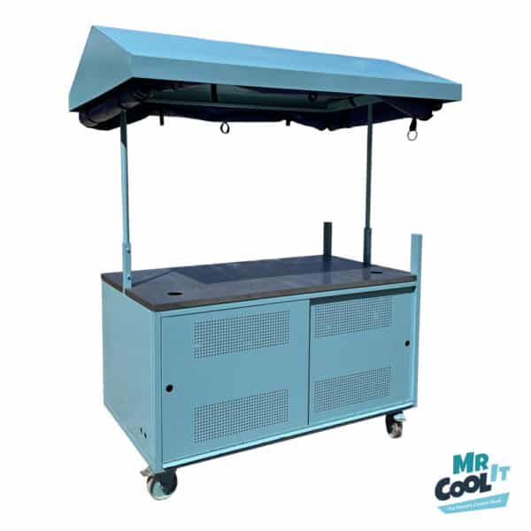 Metal Slush Machine Sales Stands with Roof, Roll Down Covers and Storage Space